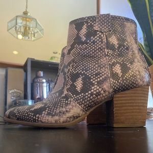 Snakeskin bootie